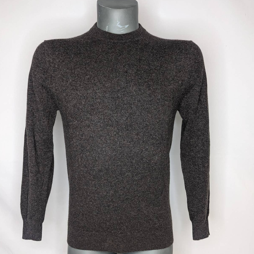 NWT Zara 100% CASHMERE Long Sleeve Pullover Crew Neck Sweater Brown Mens Small